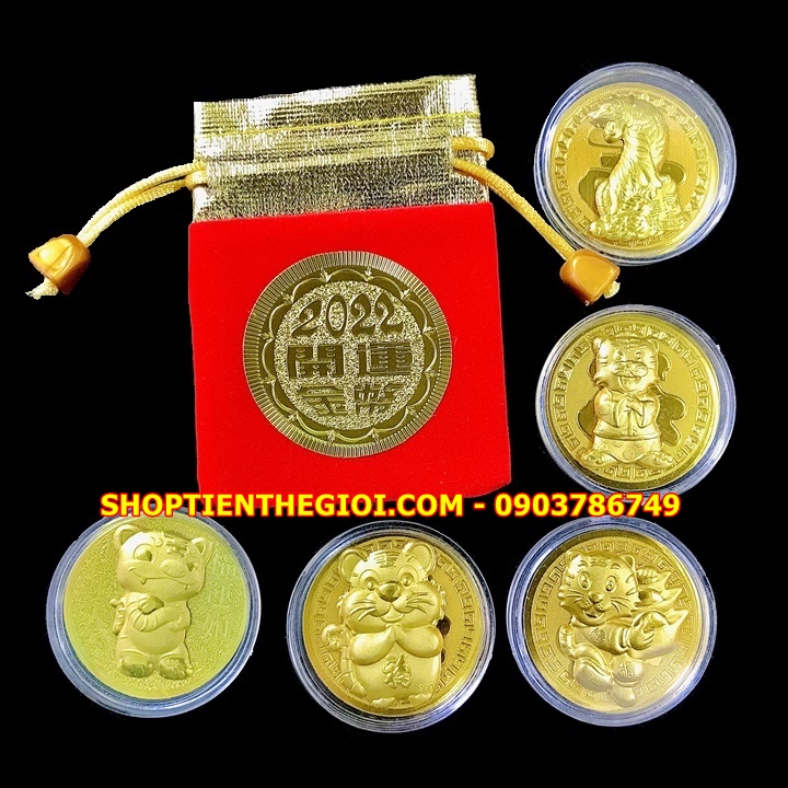 Đồng Xu Hình Con Cọp CUTE Tặng Túi Gấm 2022 - SP005406